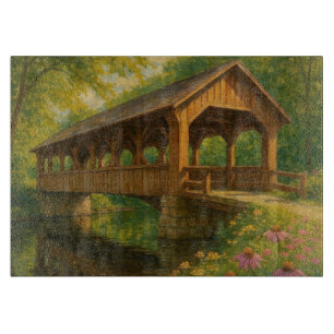 Schöne Sommer-Kunst einer überdachten Brücke Schneidebrett