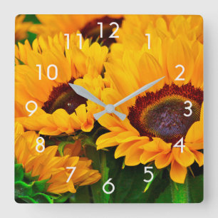 Schöne Sommer-Sonnenblumen-Malerei-Uhr Quadratische Wanduhr