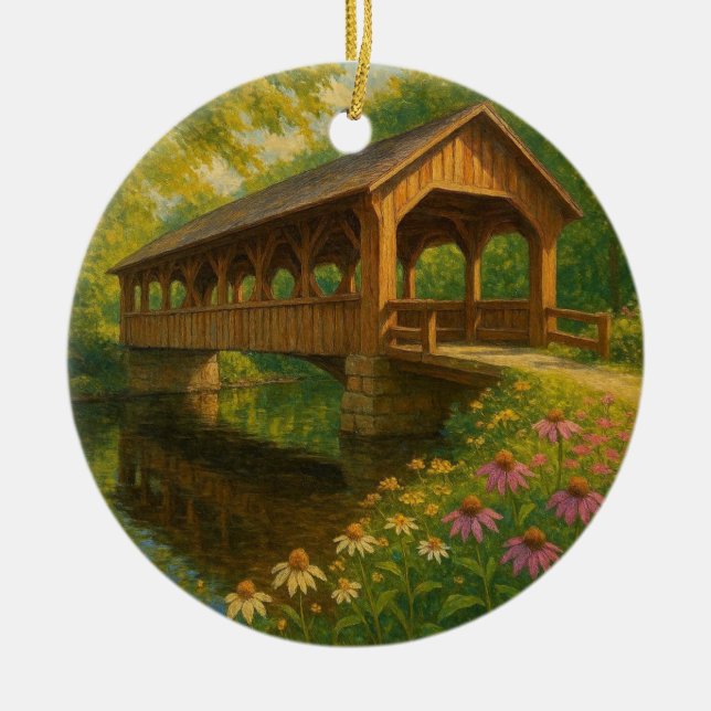 Schöne Sommer überdachte Brücke Kunst Keramik Ornament (Vorne)