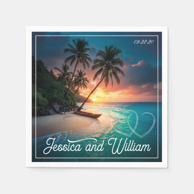 Schöne Sommerhochzeit Serviette (Vorderseite)