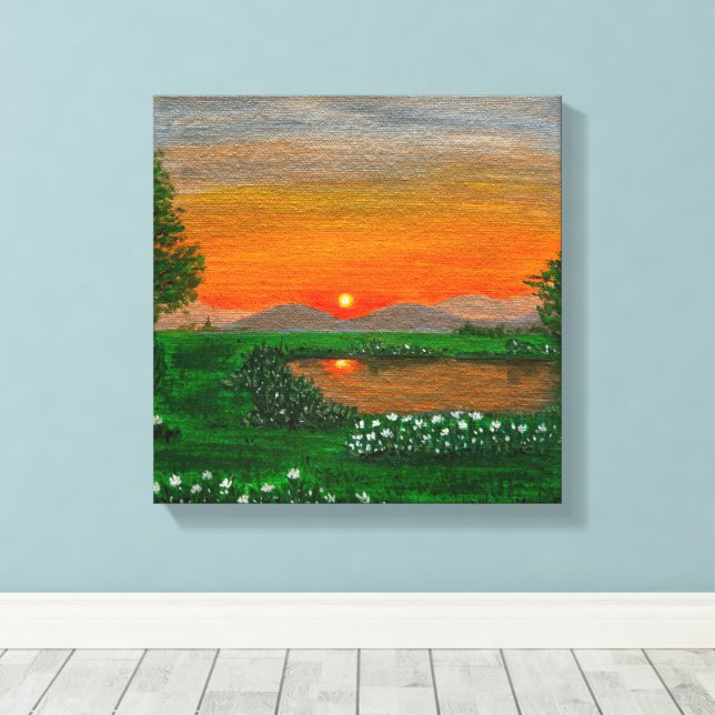 Schöne Sonnenaufgang gekreist Canvas Print Leinwanddruck (Insitu (Holzboden))