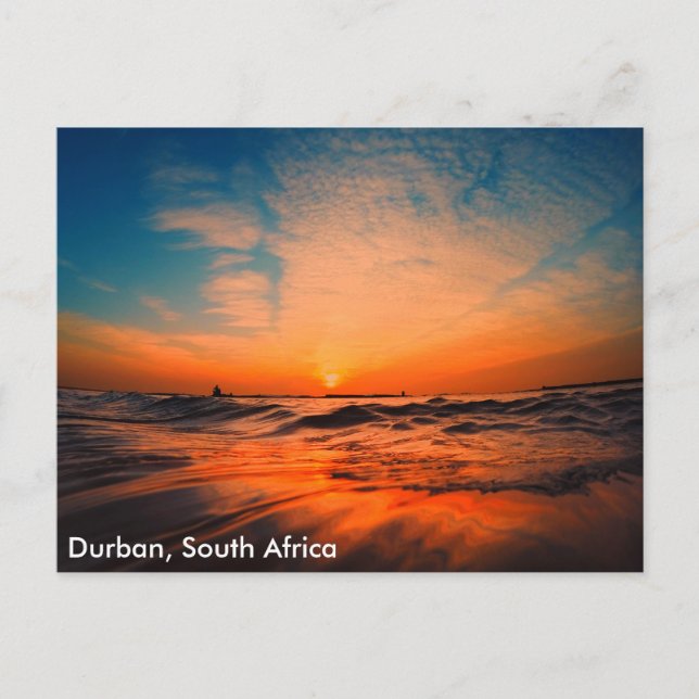 Schöne Sonnenaufgänge über dem Ozean in Durban, Postkarte (Vorderseite)