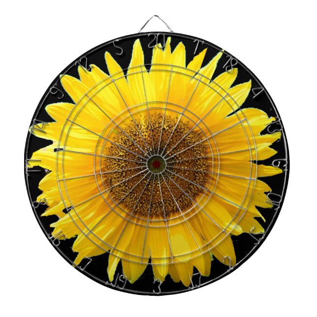 Schöne Sonnenblume auf dem Schwarzen Dart Board Dartscheibe (vorne)