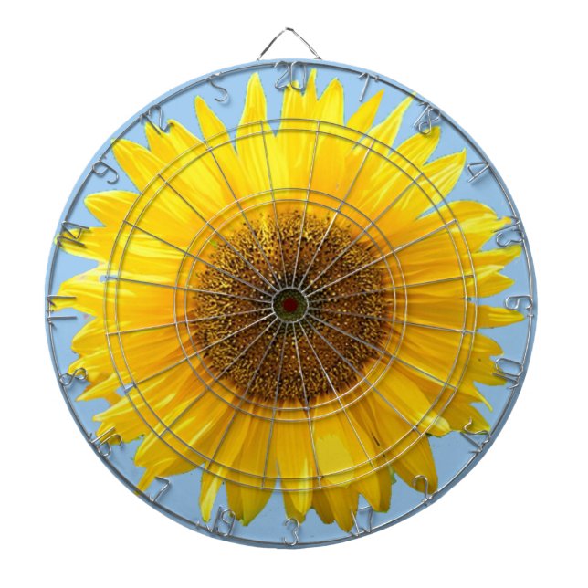 Schöne Sonnenblume auf Hellblau Dartscheibe (vorne)
