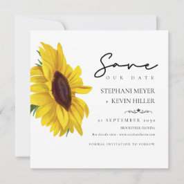 Schöne Sonnenblume Elegante Script Hochzeit Save The Date