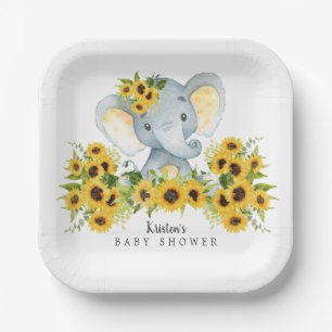 Schöne Sonnenblume Elephant Babydusche Pappteller