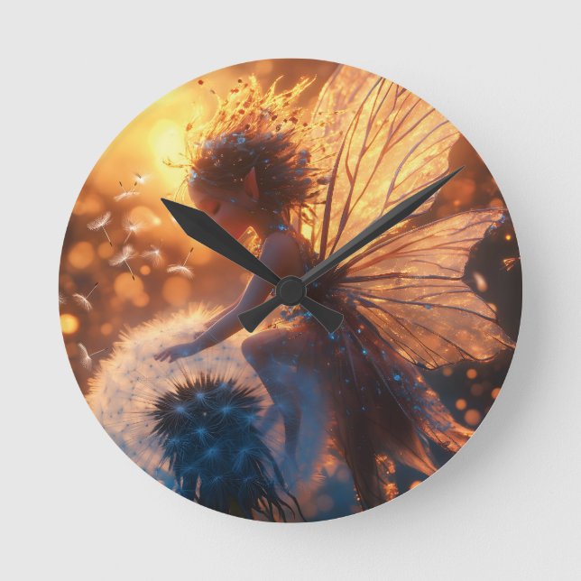 Schöne Sonnenblume mit Lüster Runde Wanduhr (Vorderseite)
