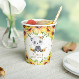 Schöne Sonnenblume Panda Bear Baby Dusche Geburtst Pappbecher