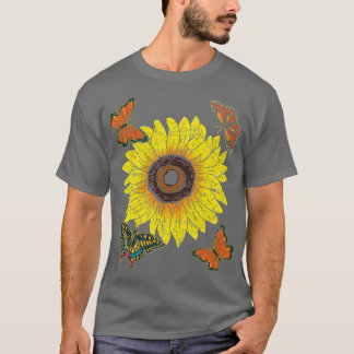 Schöne Sonnenblume Tier Lover Lepidopterist aber T-Shirt