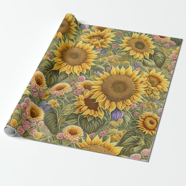 Schöne Sonnenblume Trendy Collection Geschenkpapier (Ungerollt)