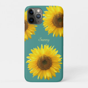 Schöne Sonnenblumen auf Aquamarin Case-Mate iPhone Hülle