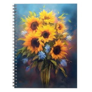 Schöne Sonnenblumen Bouquet Elegantes Botanisches Notizblock