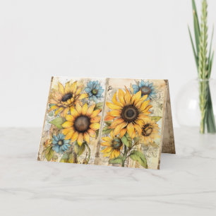 Schöne Sonnenblumen gefaltete Grußkarte Karte