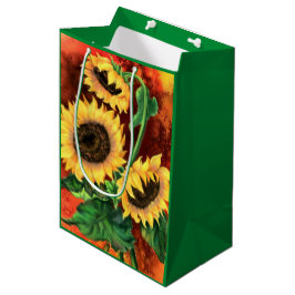 Schöne Sonnenblumen Geschenktasche Mittlere Geschenktüte