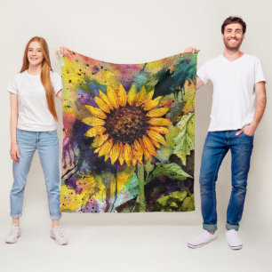 Schöne Sonnenblumen im Wasser Fleecedecke