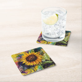 Schöne Sonnenblumen im Wasser Rechteckiger Pappuntersetzer