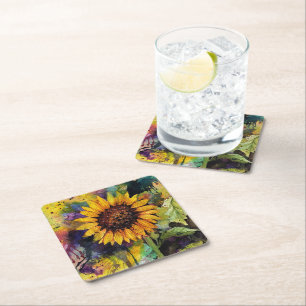 Schöne Sonnenblumen im Wasser Rechteckiger Pappuntersetzer