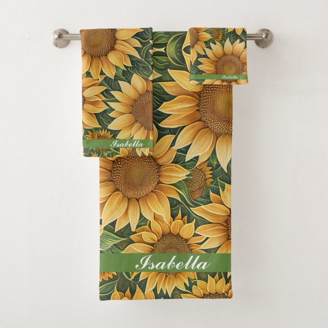 Schöne Sonnenblumen Moderne Sammlung Badhandtuch Set (Insitu)