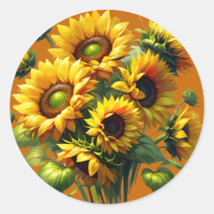 Schöne Sonnenblumen Runder Aufkleber