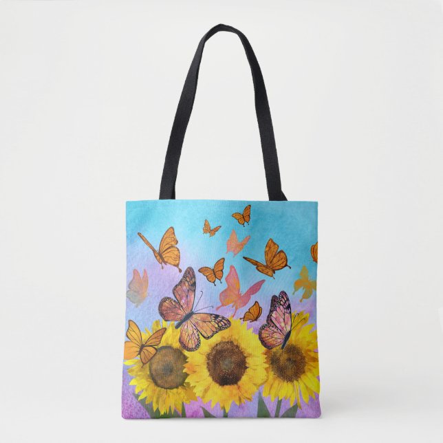 Schöne Sonnenblumen Schmetterlinge Blumengarten (Vorderseite)