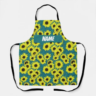 Schöne Sonnenblumen Schürze mit individuellem Name