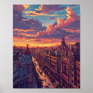 Schöne Sonnenuntergang in Madrid Spanien Poster