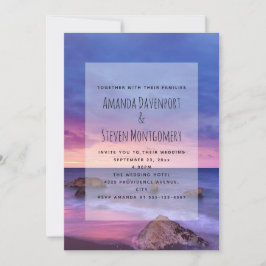 Schöne Sonnenuntergang Küstenfotografie Hochzeit Einladung