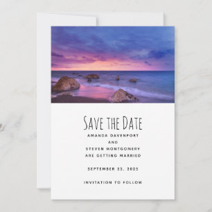 Schöne Sonnenuntergang Küstenfotografie Hochzeit Save The Date
