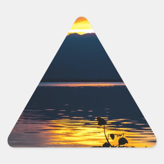 Schöne Sonnenuntergang Landschaftliche Landschaft  Dreieckiger Aufkleber (Vorderseite)