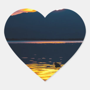 Schöne Sonnenuntergang Landschaftliche Landschaft  Herz-Aufkleber