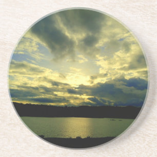 Schöne Sonnenuntergang Landschaftliche Landschaft  Sandstein Untersetzer