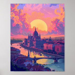 Schöne Sonnenuntergänge in Budapest Ungarn Poster