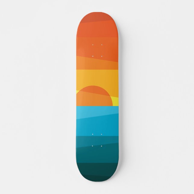 Schöne Sonnenuntergänge und Meereswellen Skateboard (Vorne)