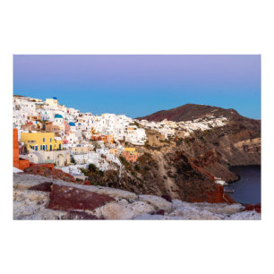 Schöne Sonnenuntergangsfarben in Santorin, Grieche Fotodruck