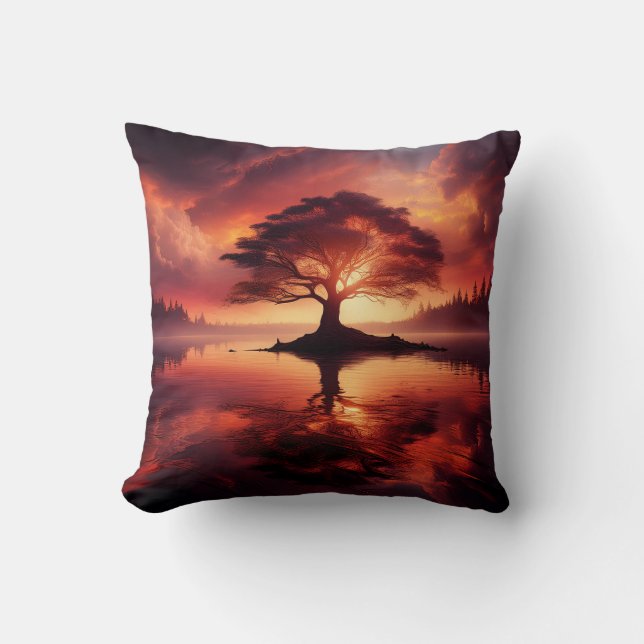 Schöne sonnige Landschaft mit Reflektionen Kissen (Vorderseite)