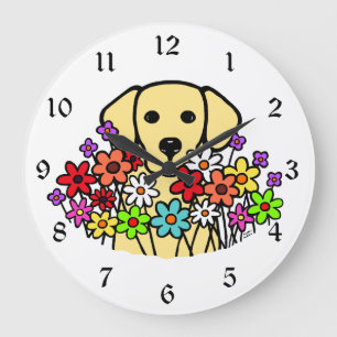 Schöne Soul-Gelb-Labrador-Illustration Große Wanduhr