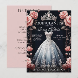 Schöne Spanische Rose Quinceñera Einladung