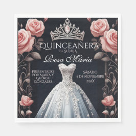 Schöne Spanische Rose Quinceñera Serviette