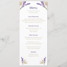 Schöne Speisekarte für Lavendel und Wheat Wedding Menükarte