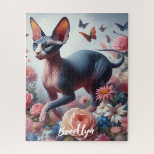 Schöne Sphynx Cat & Blume Puzzle