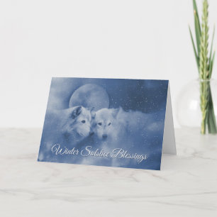 Schöne Spirituelle Wölfe Wintersolstice Karte