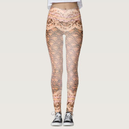 Schöne Spitzen-Perlen-Pfirsich-Rosa-Leggings Oster Leggings