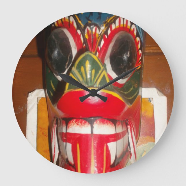 Schöne sri-lankische Kunst der traditionellen Feue Große Wanduhr (Vorderseite)