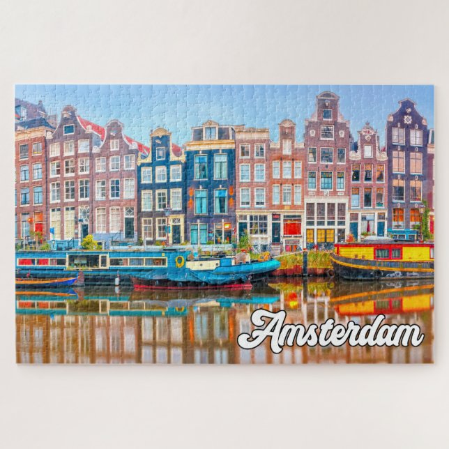 Schöne Stadt Amsterdam, Niederlande Puzzle (Horizontal)