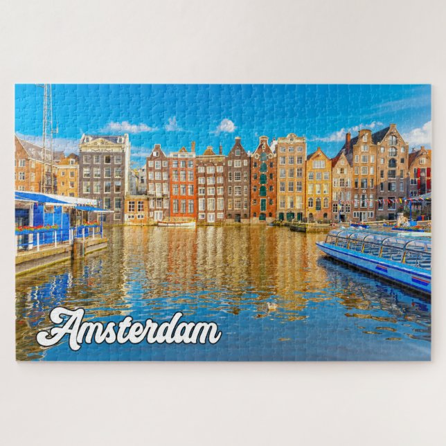 Schöne Stadt Amsterdam, Niederlande Puzzle (Horizontal)