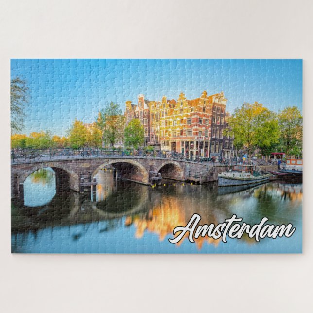 Schöne Stadt Amsterdam, Niederlande Puzzle (Horizontal)