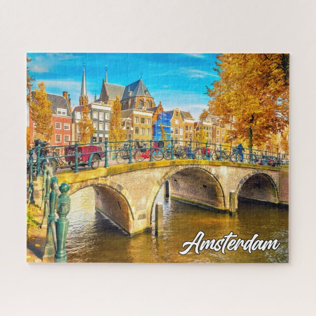 Schöne Stadt Amsterdam, Niederlande Puzzle (Horizontal)