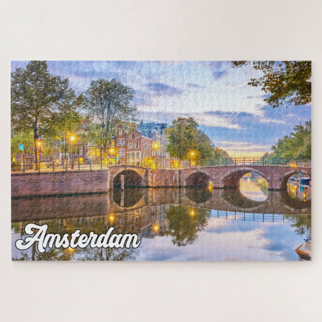 Schöne Stadt Amsterdam, Niederlande Puzzle (Horizontal)