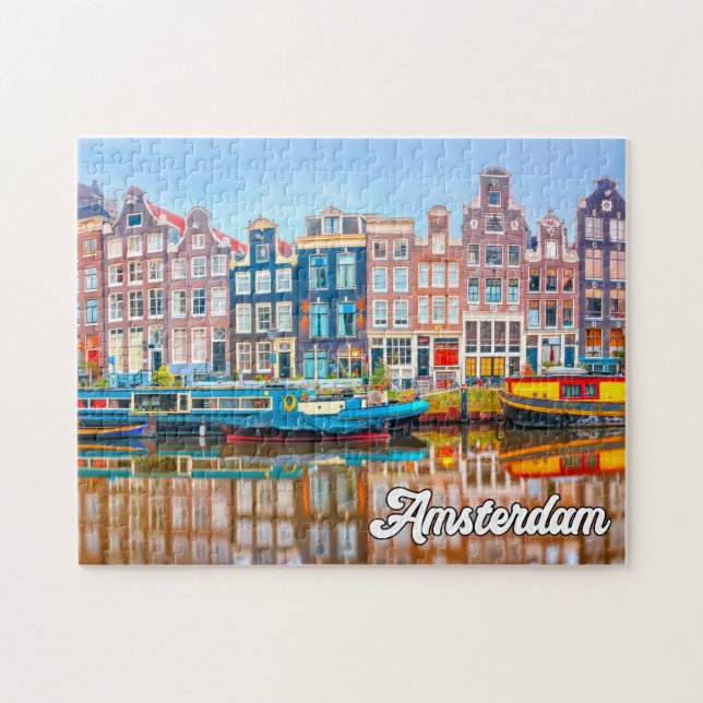 Schöne Stadt Amsterdam, Niederlande Puzzle (Horizontal)