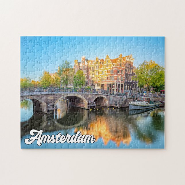 Schöne Stadt Amsterdam, Niederlande Puzzle (Horizontal)